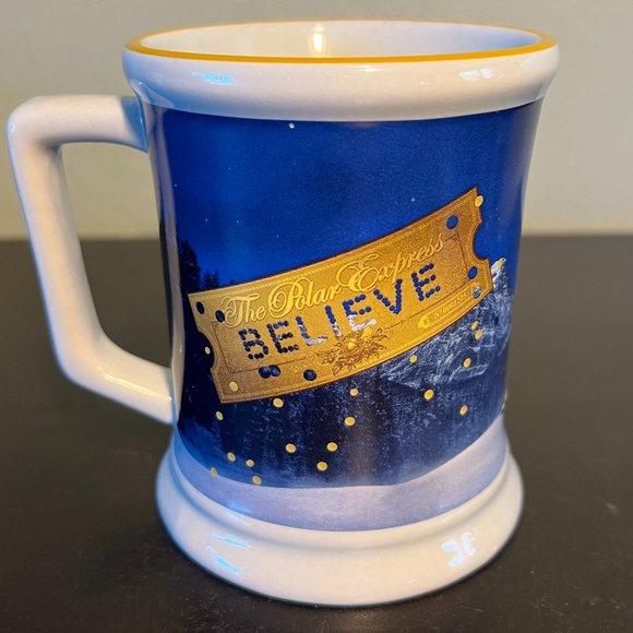 The Polar Express Ceramic Christmas Mug 3D Embossed Train BELIEVE Warner Bros. - Picture 4 of 10